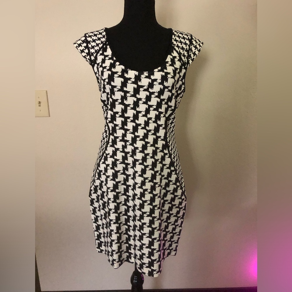 Express Dress Womens Size 10 Black and White Figure Flattering, Full Back Zip